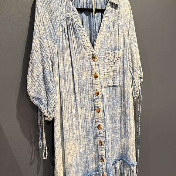 Free People Maya Midi Shirt Dress in a blue wash in size xs, fits very oversized - Picture 7 of 8